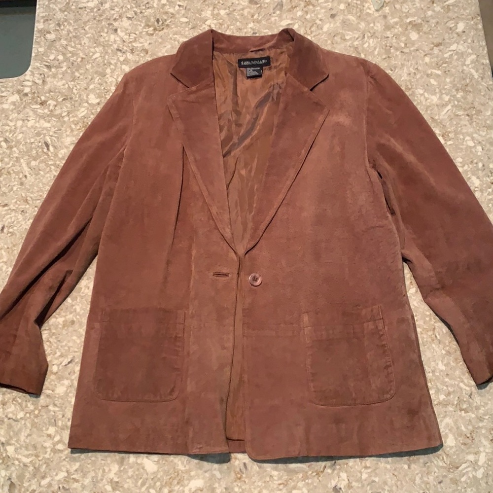 Savannah Rust Suede Single-Button Leather Blazer